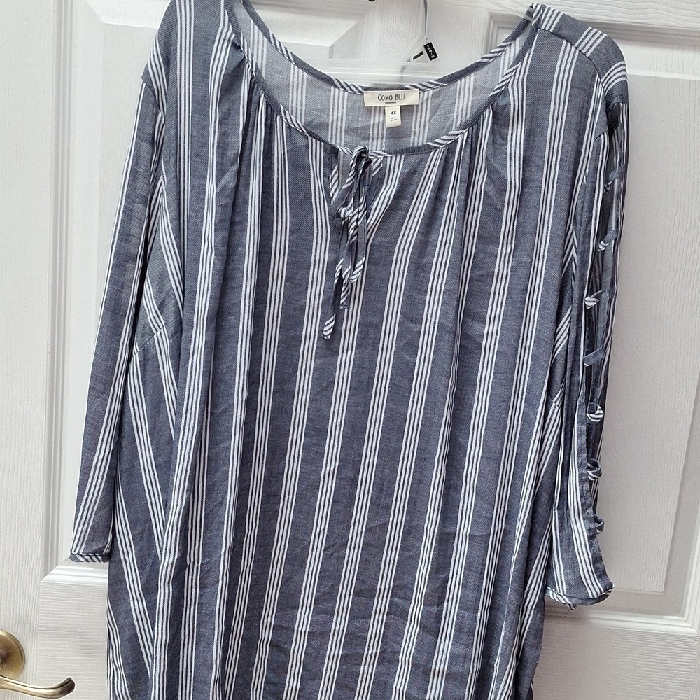E womens Como Blu casual 3/4 open sleeve plus size top 4X